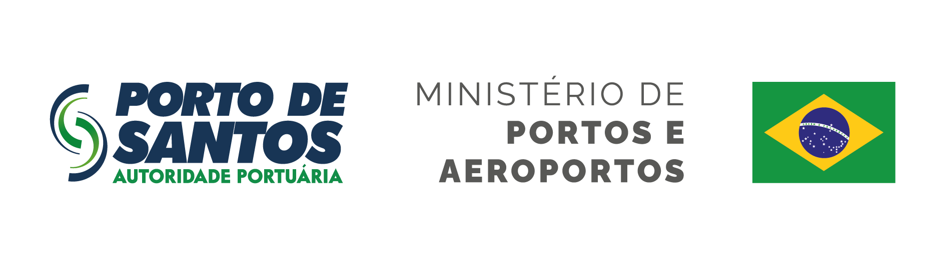 Patrocinadores Oficiais: Autoridade Portuária de Santos, Ministério de Portos e Aeroportos e Bandeira do Brasil