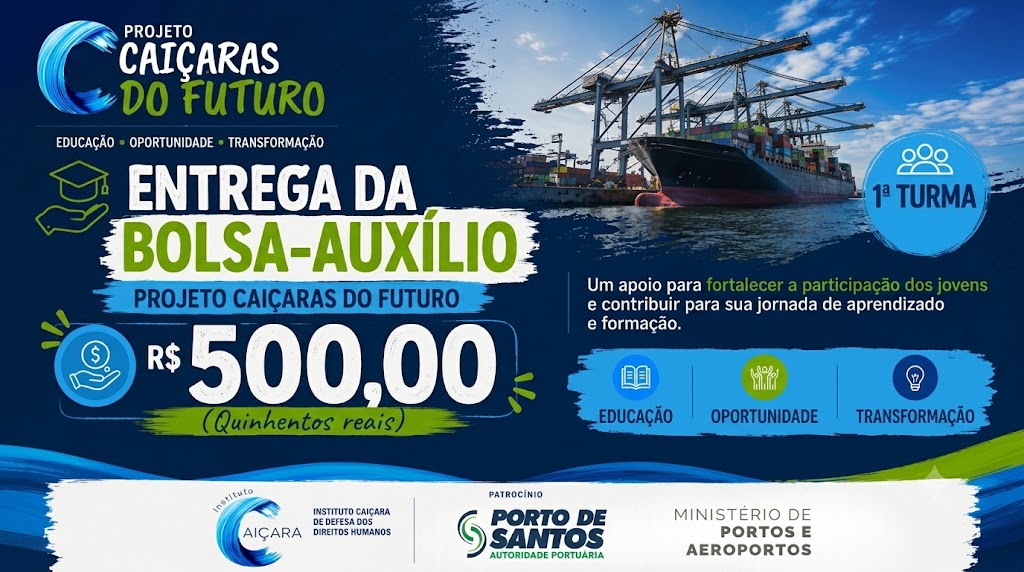 Projeto Caiçaras do Futuro realiza entrega simbólica de Bolsa Auxílio de R$ 500 à 1ª turma